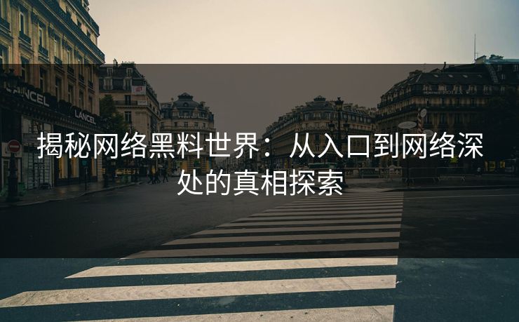 揭秘网络黑料世界：从入口到网络深处的真相探索